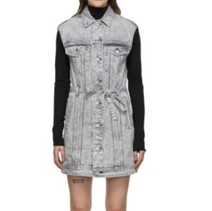 NWOT, Rag & Bone Acid Wash Denim Trucker Button Up Sleeveless Dress sz S